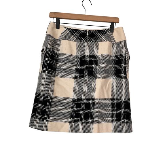 Talbots Womens Black and Cream Plaid Wool Blend Career Skirt Size 10 Petite - Picture 3 of 5